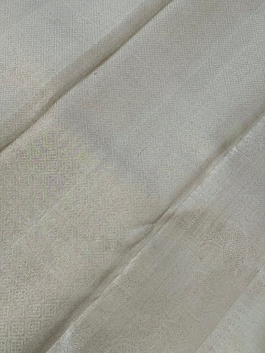 ShopNaya Exclusive | Metallic Kanchipuram Pure Silk Saree | Off-White | Pure Silver Zari | Handwoven | Ships from California